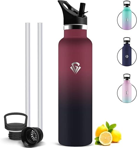 Botella de Agua Acero Inoxidable 1L — Termo con 2 Tapones, Sin BPA