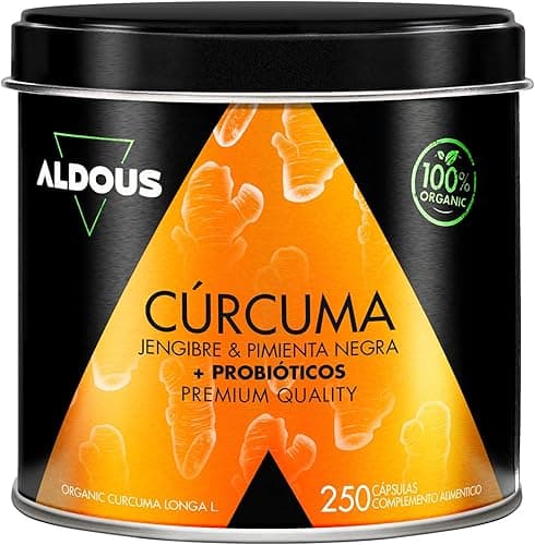 250 Cápsulas Probióticos + BIO Cúrcuma con Jengibre y Pimienta Negra — 1460mg