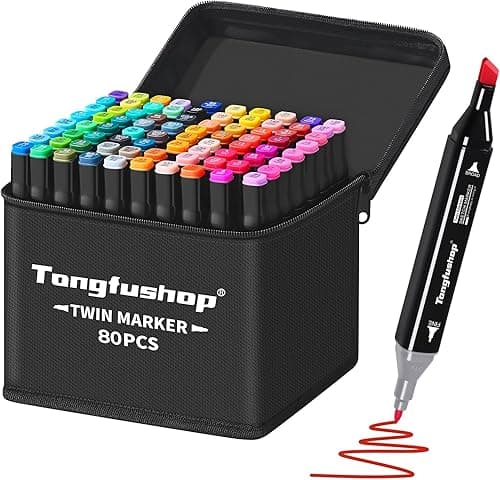 Tongfushop — Rotuladores Alcohol 80 Colores Doble Punta, Permanente