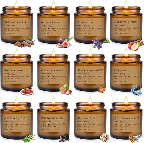 Velas Aromáticas de Cera de Soja — Set 12 Velas 300 Horas