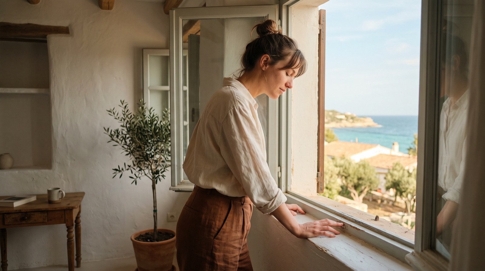 Persona junto a una ventana dejando pasar una emoción