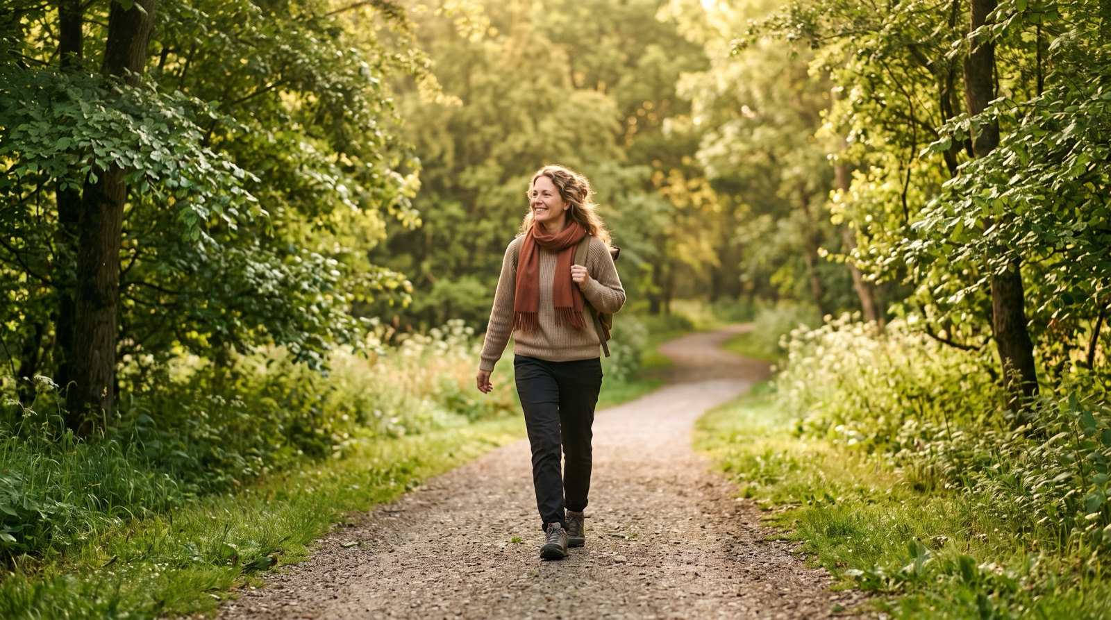 Paseo al aire libre con luz natural a primera hora de la mañana
