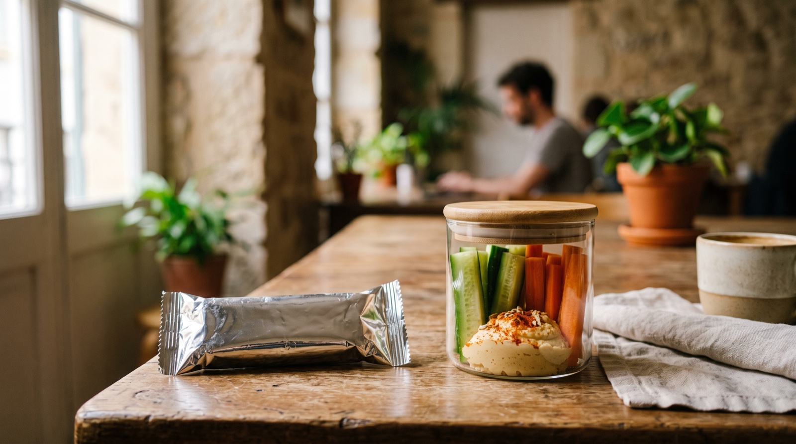 Snack de máquina expendedora frente a uno casero