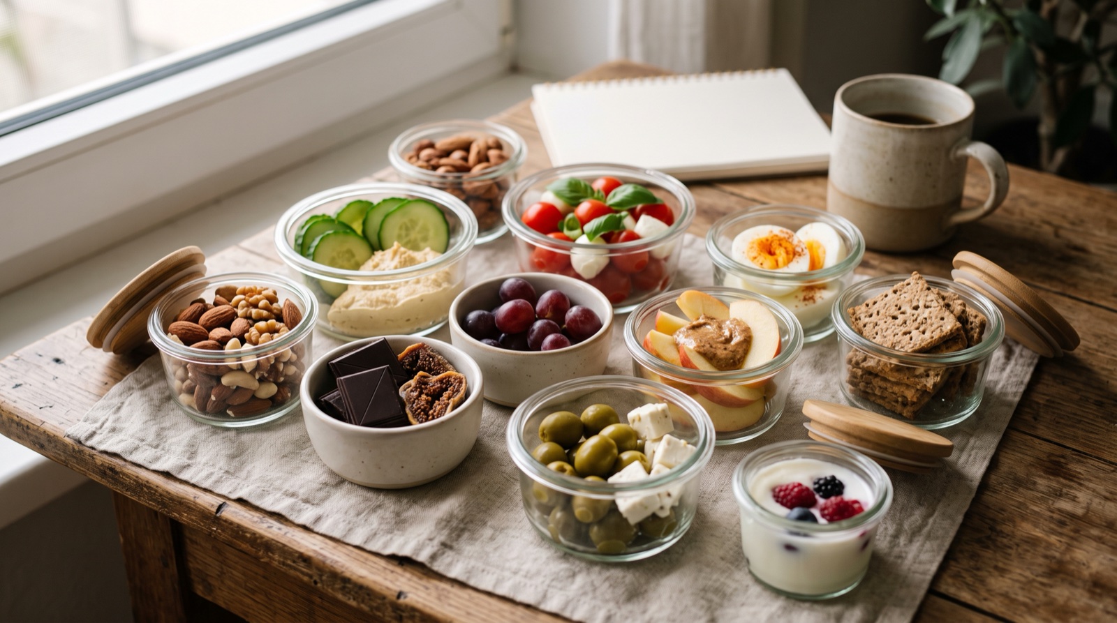 Diez raciones de snack en recipientes reutilizables